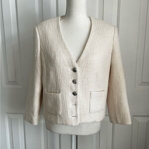 NWT TRISTAN Women's Jacket, Cream & Light Pink, Slightly Sparkly, Size 8